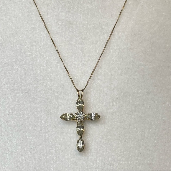 Vintage Gold Over Sterling Chain & Cross Pendant - Picture 5 of 10